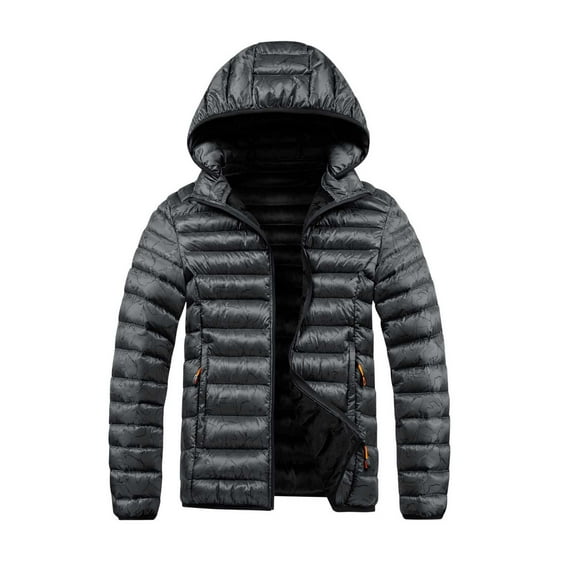 Men's Padded Winter Coat Thermal Puffer Jacket Thicken Warm Down Jackets with Removable Hood Blue-1 4XL