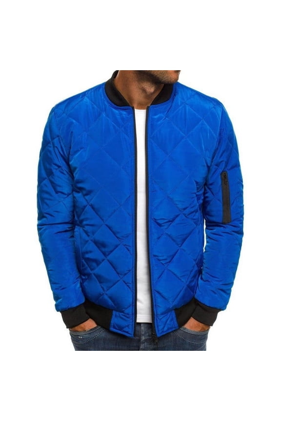 Men's Padded Winter Full Zipper Outwear Casual Windproof Warm Coat Clothes