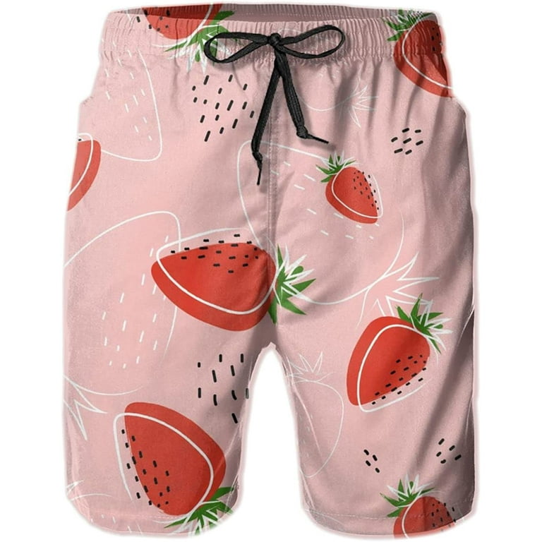 The Men’s Swim Short - Strawberry Fields in Deep Sea