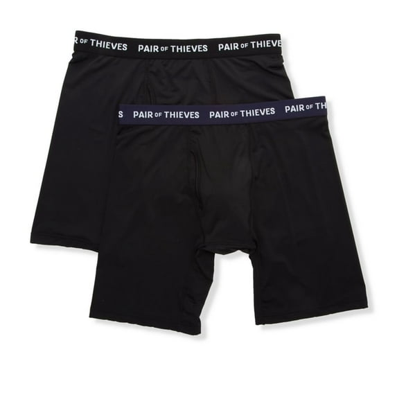 Men's Pair of Thieves 100741 Super Fit Long Leg Boxer Brief - 2 Pack (Black 2X)