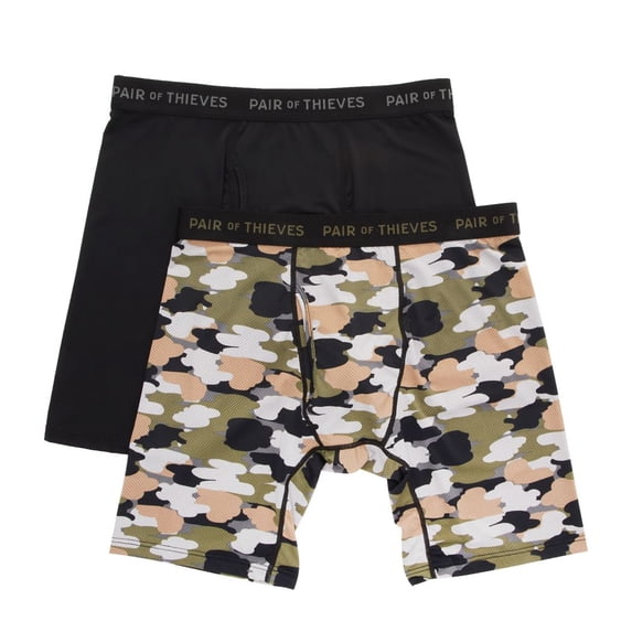 Men's Pair of Thieves 100741 Super Fit Long Leg Boxer Brief - 2 Pack (Costars Actor Camo S)