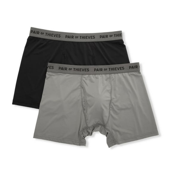 Men's Pair of Thieves 102268 Super Fit Boxer Brief - 2 Pack (Black/Heather Grey XL)