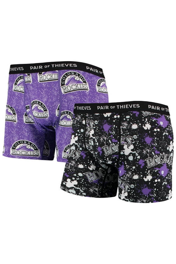 Men's Pair of Thieves Black/Purple Colorado Rockies Super Fit 2-Pack Boxer Briefs Set