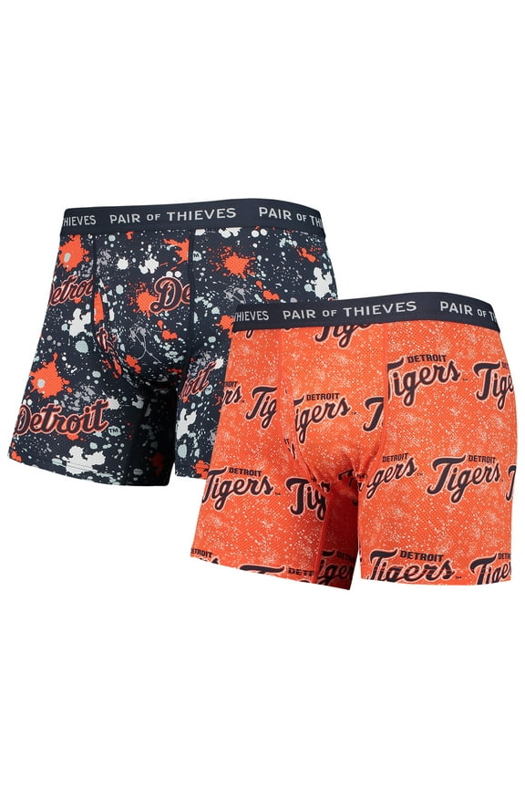 Men's Pair of Thieves Orange/Navy Detroit Tigers Super Fit 2-Pack Boxer Briefs Set