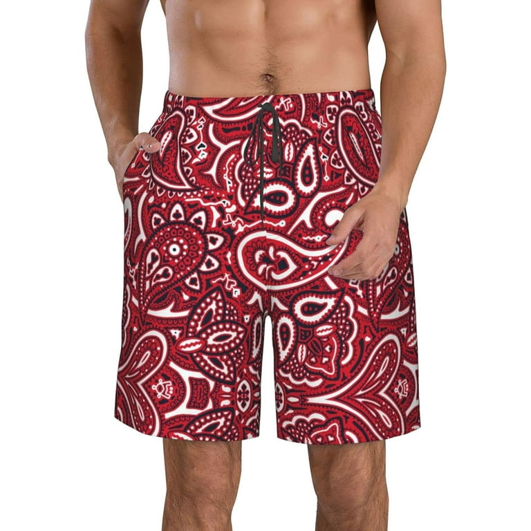 Red bandana swim trunks cheap
