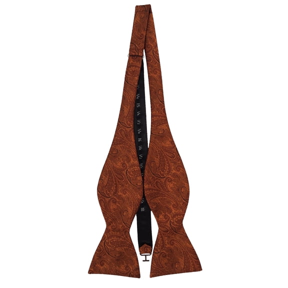 Men’s Paisley Burnt Orange Formal Satin Self-Tie Bow Tie in a Variety of Colors by Spencer J’s Signature Satin Collection