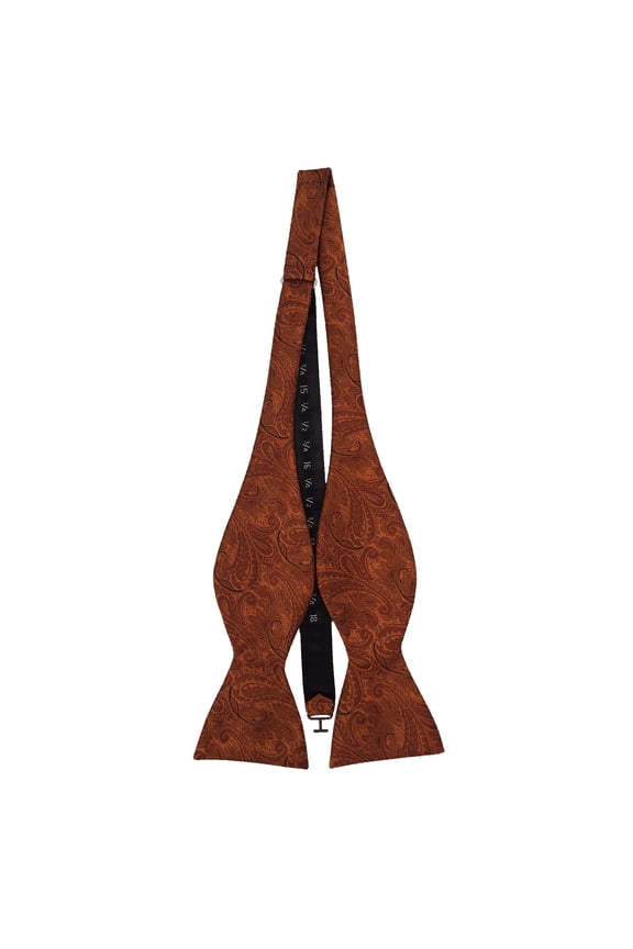 Men’s Paisley Burnt Orange Formal Satin Self-Tie Bow Tie in a Variety of Colors by Spencer J’s Signature Satin Collection