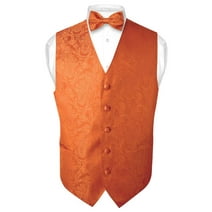 Men's Paisley Design Dress Vest & Bow Tie BURNT ORANGE Color BOWTie Set