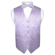 Men's Paisley Design Dress Vest & Bow Tie LAVENDER Color BOWTie Set for Suit Tux