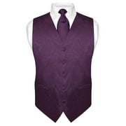 Men's Paisley Design Dress Vest & NeckTie DARK PURPLE Color Neck Tie Set sz L