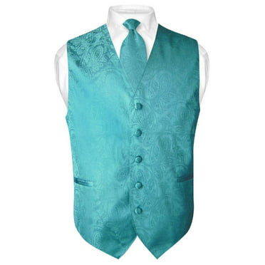 Men's Paisley Design Dress Vest & NeckTie CORAL PINK Color Neck Tie Set ...