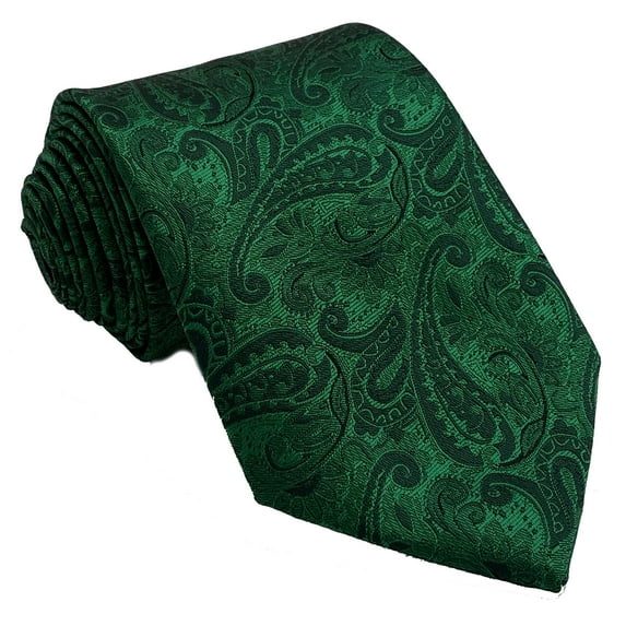 Men’s Paisley Emerald Formal Satin Self-Tie Necktie in a Variety of Colors by Spencer J’s Signature Satin Collection