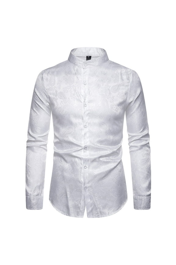 Men's Paisley Floral Dress Shirts, Long Sleeve Button Down Work Shirt Slim Fit Formal Business Casual Shirt