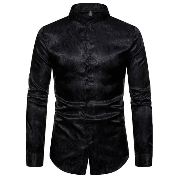 Men's Paisley Floral Dress Shirts, Long Sleeve Button Down Work Shirt Slim Fit Formal Business Casual Shirt