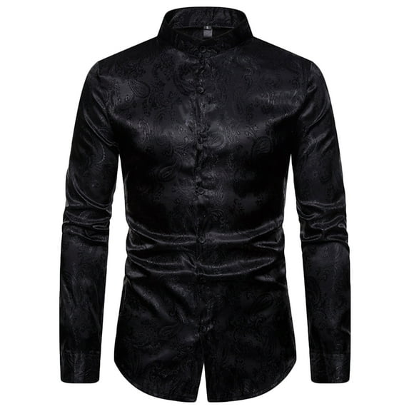 Men's Paisley Floral Dress Shirts, Long Sleeve Button Down Work Shirt Slim Fit Formal Business Casual Shirt