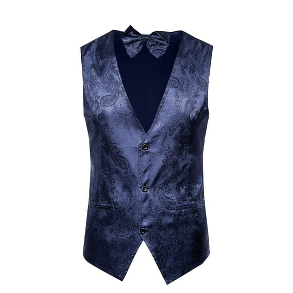 Men's Paisley Floral Jacquard Suit Vest Single-Breasted Business Formal Dress Waistcoat Vest for Wedding Suit Tuxedo