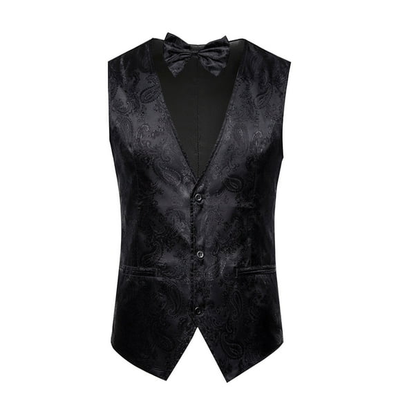 Men's Paisley Floral Jacquard Suit Vest Single-Breasted Business Formal Dress Waistcoat Vest for Wedding Suit Tuxedo
