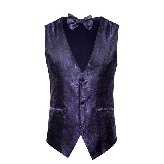 Men's Paisley Floral Jacquard Suit Vest Single-Breasted Business Formal Dress Waistcoat Vest for Wedding Suit Tuxedo