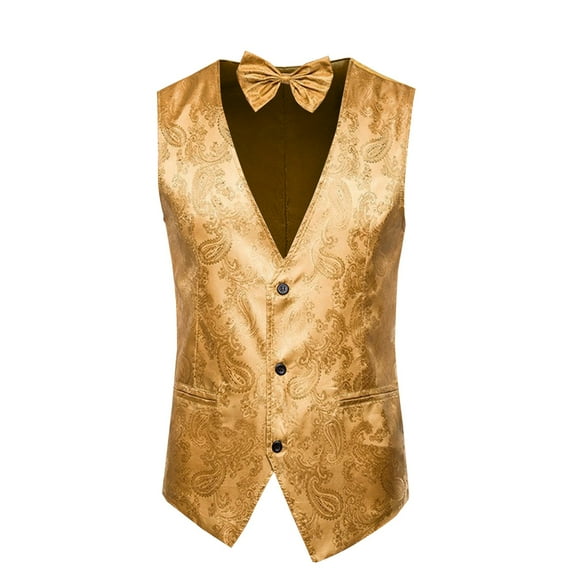 Men's Paisley Floral Jacquard Suit Vest Single-Breasted Business Formal Dress Waistcoat Vest for Wedding Suit Tuxedo