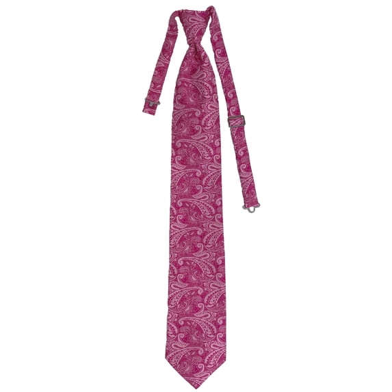 Men’s Paisley Hot Pink Formal Satin Pre-Tied Necktie Tie in a Variety of Colors by Spencer J’s Signature Satin Collection