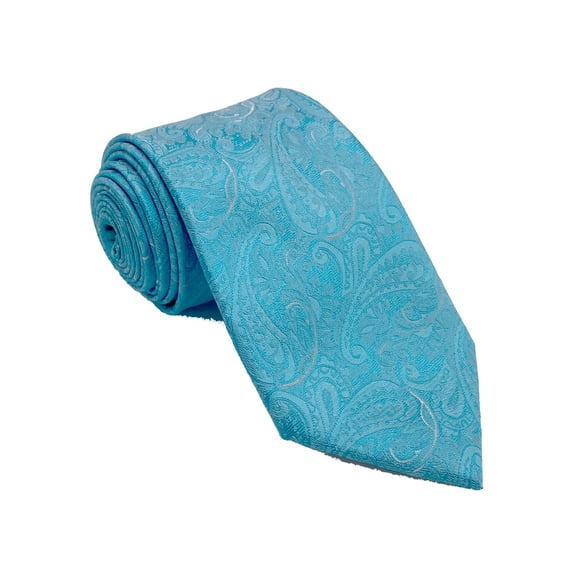 Men’s Paisley Ice Blue Formal Satin Self-Tie Necktie in a Variety of Colors by Spencer J’s Signature Satin Collection