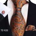 thumbnail image 1 of Men’s Paisley Jacquard Tie Set with Pocket Square and Cufflinks Formal Necktie Handkerchief Wedding Business Suit Accessories, 1 of 4