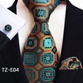 thumbnail image 1 of Men’s Paisley Jacquard Tie Set with Pocket Square and Cufflinks Formal Necktie Handkerchief Wedding Business Suit Accessories, 1 of 4