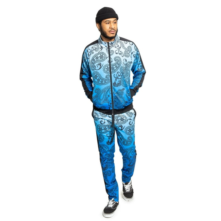 Men's Paisley Ombre Gradient Track Suits 2 Piece Sweatsuit