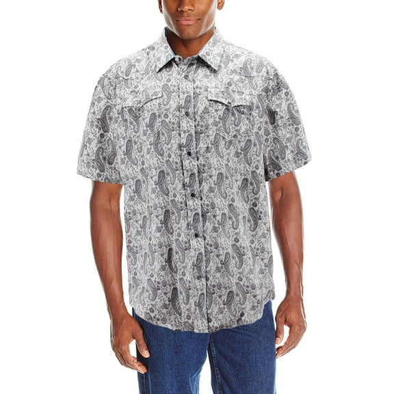 Men's Paisley Patterned Long Sleeve Cowboy Rodeo Western Button Up Dress Shirt (23-354, 2XL)