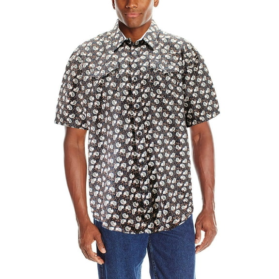 Men's Paisley Patterned Long Sleeve Cowboy Rodeo Western Button Up Dress Shirt (K2896, 2XL)