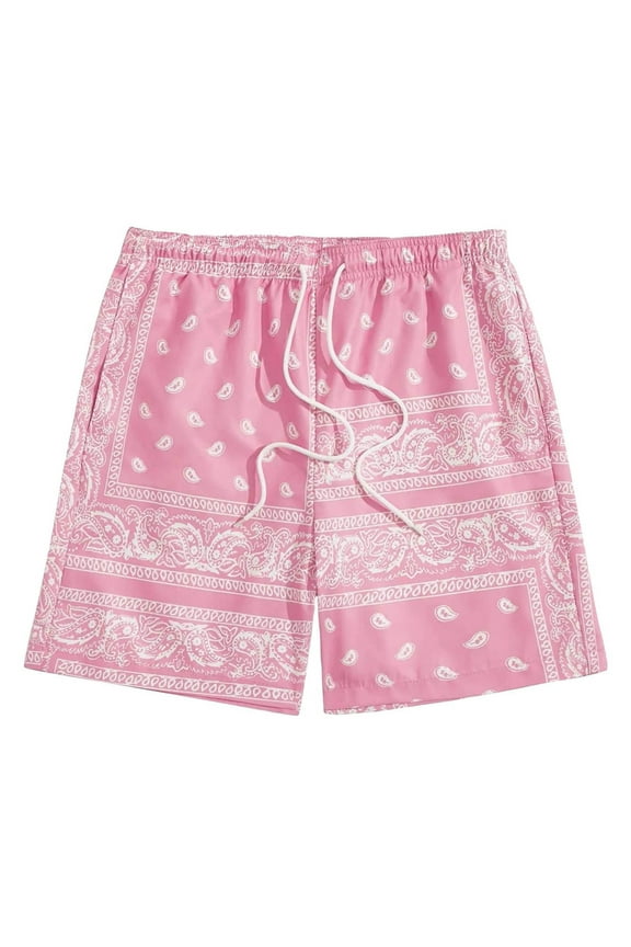 Fashion Casual Mens Swim Trunks Swimming Shorts Board Shorts Quick Dry Summer Beach Shorts Stripe Tropical Print Bathing Suit 2025