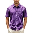 thumbnail image 1 of Men's Paisley Shirts Vintage Floral Button Down Shirt Casual Regular Fit Summer Shirt with Pockets Purple XXL, 1 of 4