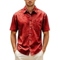 thumbnail image 1 of Men's Paisley Shirts Vintage Floral Button Down Shirt Casual Regular Fit Summer Shirt with Pockets Red XXXL, 1 of 4