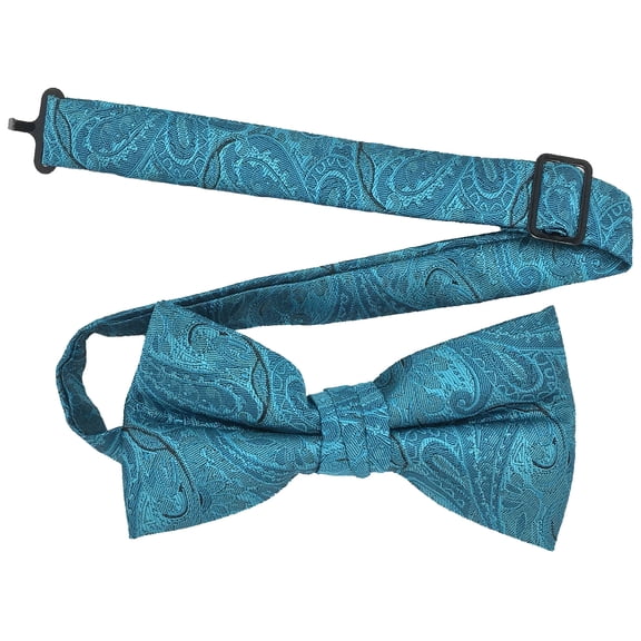 Men’s Paisley Turquoise Formal Satin Pre-Tied Bow Tie in a Variety of Colors by Spencer J’s Signature Satin Collection