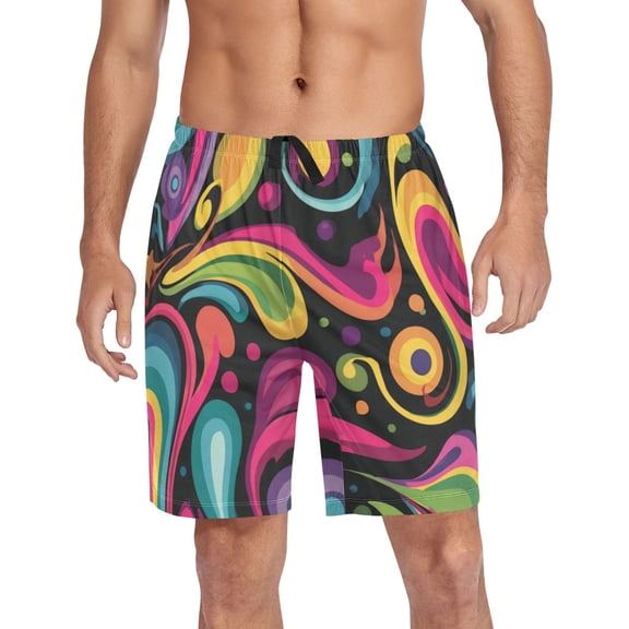 Men's Pajama Bottoms Athletic Shorts For Men Casual Cotton Abstract Vector Colorful Swirl