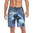thumbnail image 1 of Men's Pajama Bottoms Athletic Shorts For Men Casual Cotton Astronaut Cat and His Robot Pet, 1 of 7