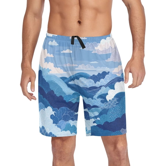 Men's Pajama Bottoms Athletic Shorts For Men Casual Cotton Ocean Waves