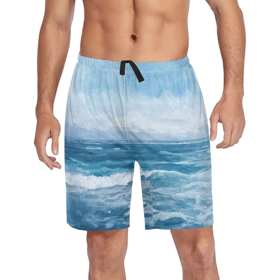 Men's Pajama Bottoms Athletic Shorts For Men Casual Cotton Ocean Waves