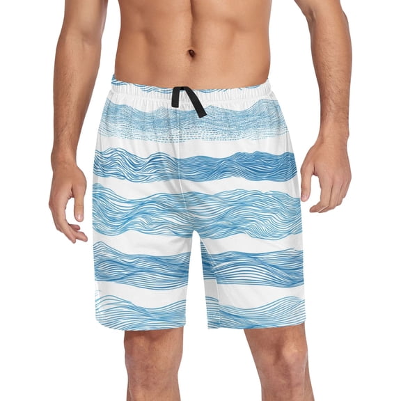 Men's Pajama Bottoms Athletic Shorts For Men Casual Cotton Ocean Waves