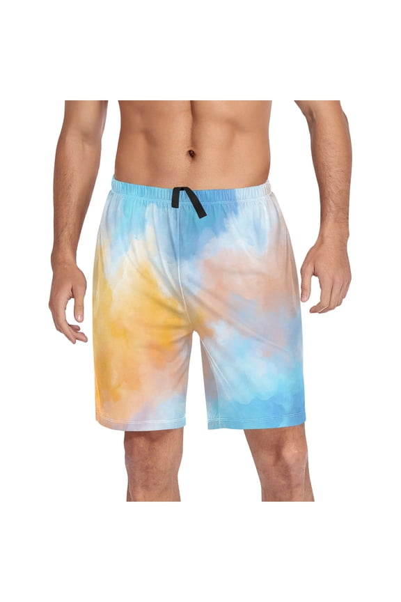 Men's Pajama Bottoms Athletic Shorts For Men Casual Cotton Orange and Blue Gradient