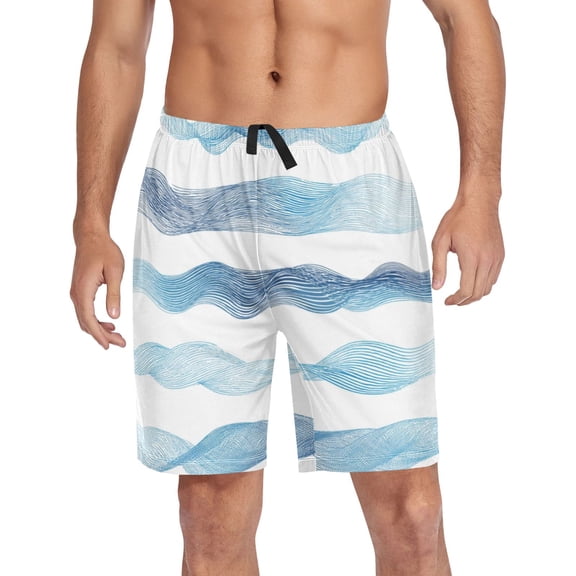 Men's Pajama Bottoms Athletic Shorts For Men Casual Cotton Simple Waves