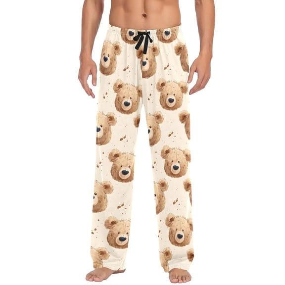 Men's Pajama Bottoms Bear Lovely Men's Cotton Pajama Pants Men's Loose Printed Pajama Pants Casual Pants with Pockets