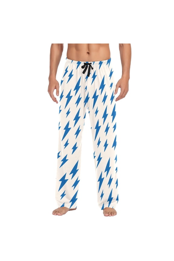Men's Pajama Bottoms Blue Lightning Men's Cotton Pajama Pants Men's Loose Printed Pajama Pants Casual Pants with Pockets