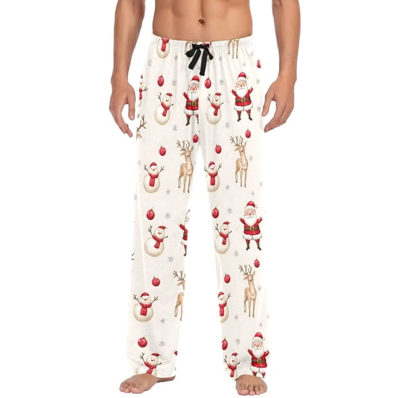 Men's Pajama Bottoms Christmas Santa Reindee Men's Cotton Pajama Pants Men's Loose Printed Pajama Pants Casual Pants with Pockets