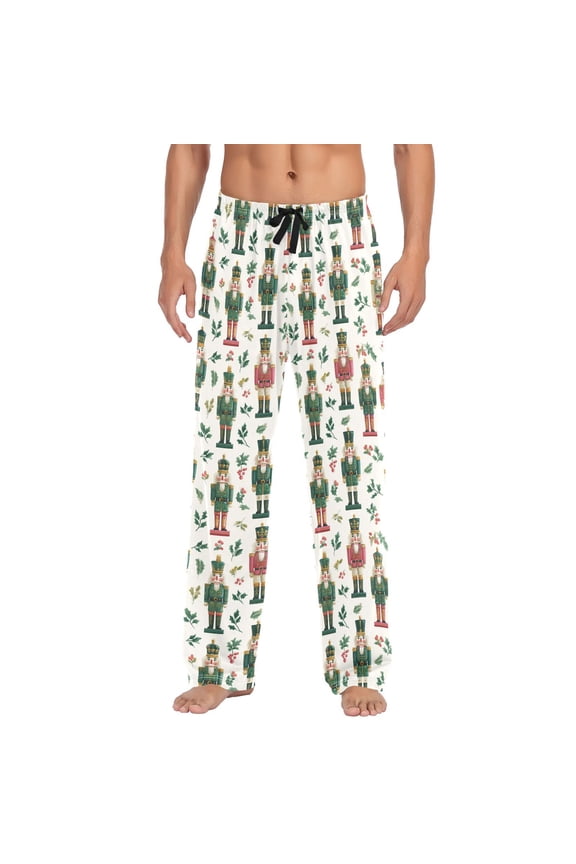 Men's Pajama Bottoms Cute Nutcracker Men's Cotton Pajama Pants Men's Loose Printed Pajama Pants Casual Pants with Pockets