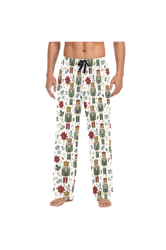 Men's Pajama Bottoms Cute Nutcracker Men's Cotton Pajama Pants Men's Loose Printed Pajama Pants Casual Pants with Pockets