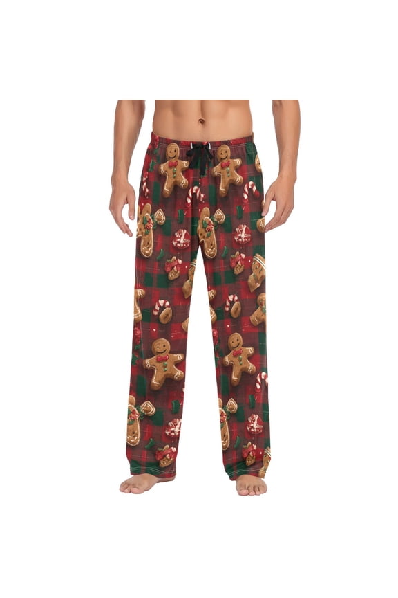 Men's Pajama Bottoms Gingerbread Man Men's Cotton Pajama Pants Men's Loose Printed Pajama Pants Casual Pants with Pockets