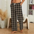 thumbnail image 1 of Men's Pajama Bottoms Plaid Pajamas Pants for Men Soft Long Lounge Woven Pj Sleep Pant with Pockets Brown XL, 1 of 5