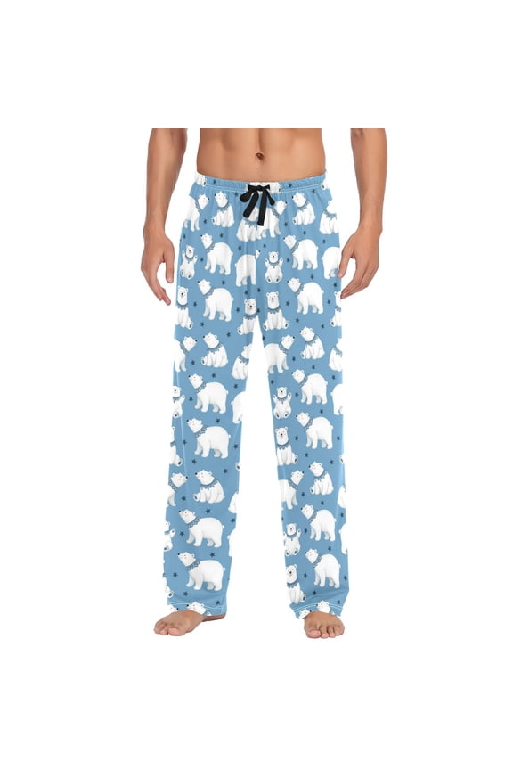 Men's Pajama Bottoms Polar Bear Men's Cotton Pajama Pants Men's Loose Printed Pajama Pants Casual Pants with Pockets