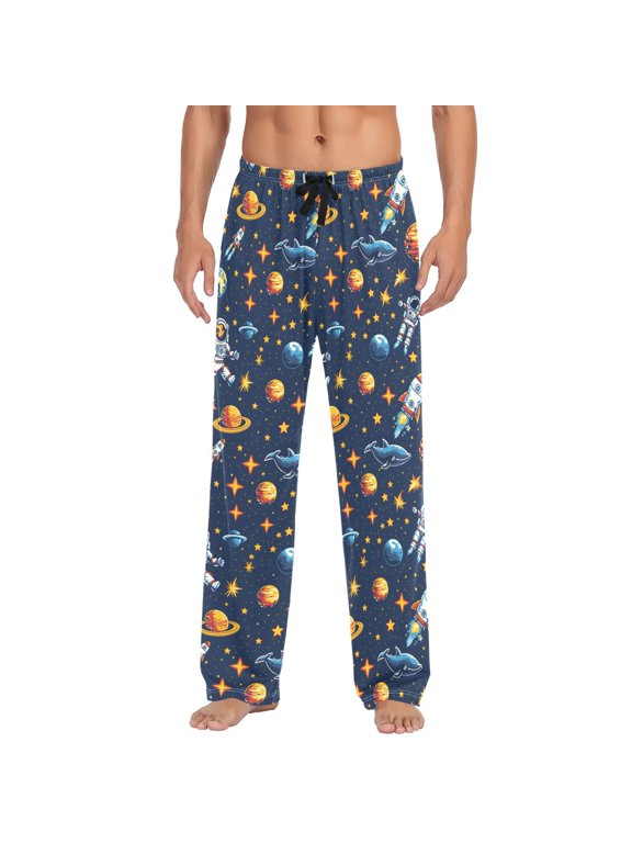 Men's Pajama Bottoms Space Stars Men's Cotton Pajama Pants Men's Loose Printed Pajama Pants Casual Pants with Pockets